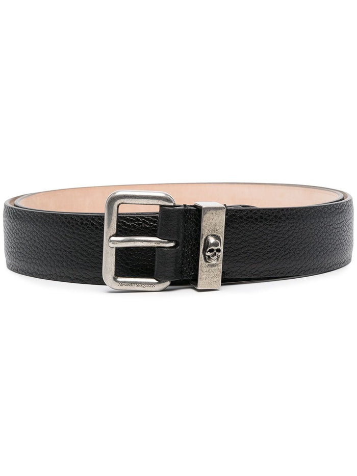 ALEXANDER MCQUEEN Skull Loop Belt Black - MAISONDEFASHION.COM