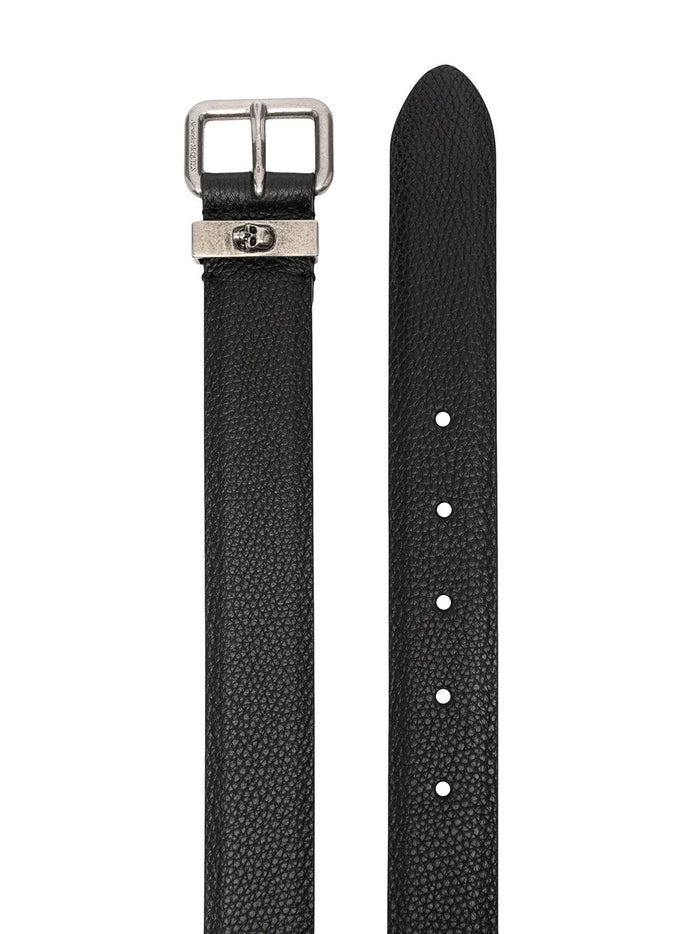 ALEXANDER MCQUEEN Skull Loop Belt Black - MAISONDEFASHION.COM