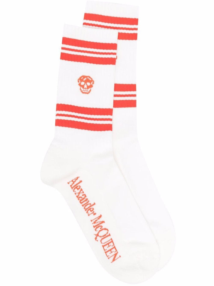 ALEXANDER MCQUEEN Skull Motif Socks White - MAISONDEFASHION.COM