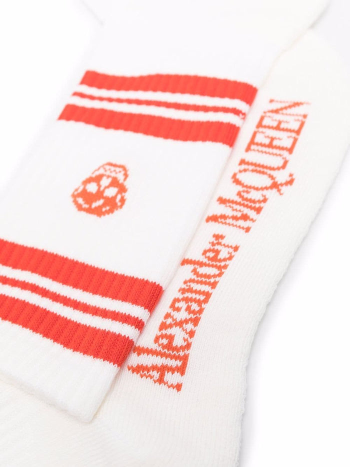 ALEXANDER MCQUEEN Skull Motif Socks White - MAISONDEFASHION.COM