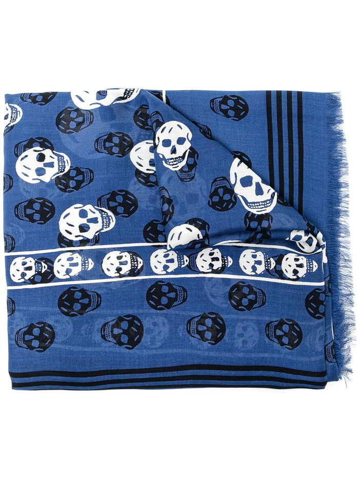 ALEXANDER MCQUEEN  skull-print scarf Blue - MAISONDEFASHION.COM