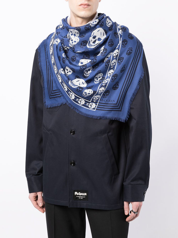 ALEXANDER MCQUEEN  skull-print scarf Blue - MAISONDEFASHION.COM