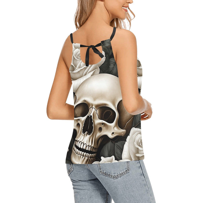 Skulls and Roses Women's Tank Top Loose Fit - Everything Skull Clothing Merchandise and Accessories