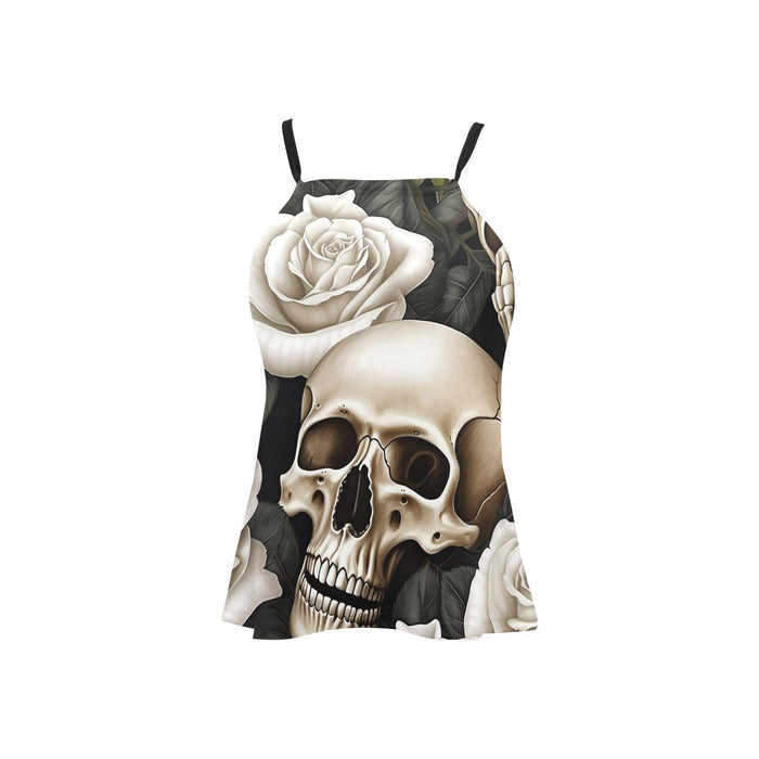 Skulls and Roses Women's Tank Top Loose Fit - Everything Skull Clothing Merchandise and Accessories