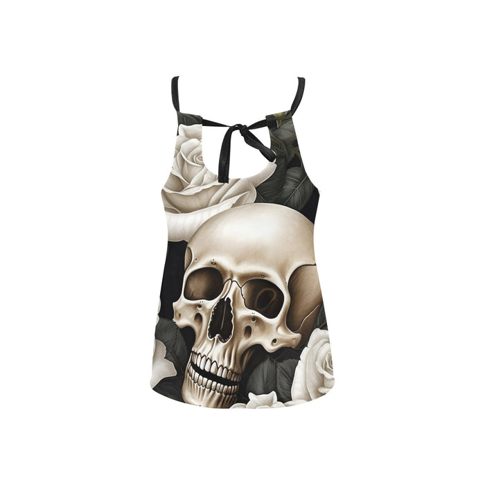 Skulls and Roses Women's Tank Top Loose Fit - Everything Skull Clothing Merchandise and Accessories