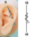 Snake Industrial Barbell 1PC 316L Surgical Steel 14G Cartilage Earrings - Everything Skull Clothing Merchandise and Accessories