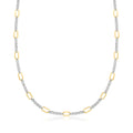 Sterling Silver and 18kt Gold Over Sterling Cable and Paper Clip Link Station Necklace