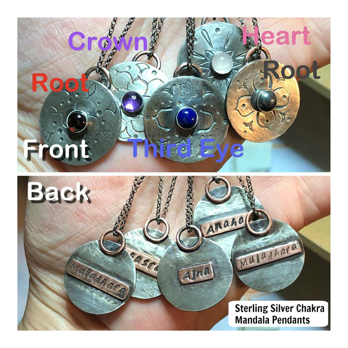 Sterling Silver Chakra Mandala Pendants Hand Set in Sterling Silver; FB1471