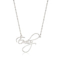 Sterling silver name necklace with handwritten-style cursive pendant and link chain