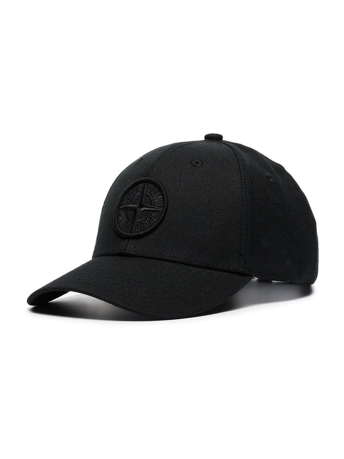 STONE ISLAND  Compass-logo cotton baseball cap Black - MAISONDEFASHION.COM