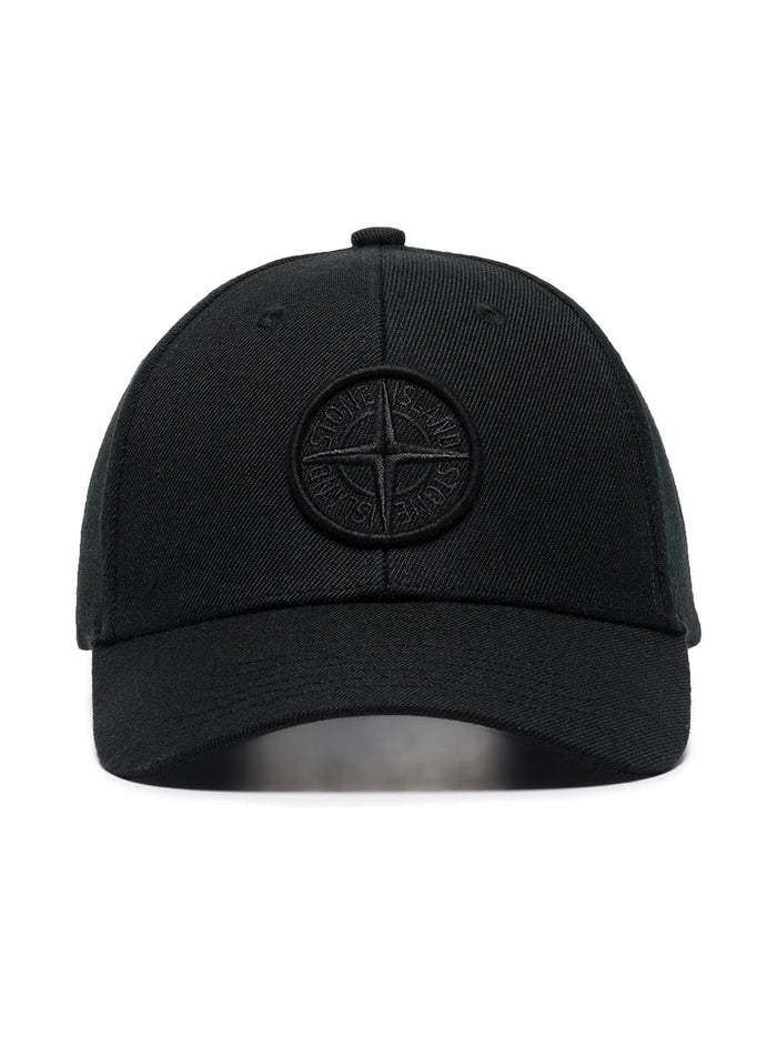 STONE ISLAND  Compass-logo cotton baseball cap Black - MAISONDEFASHION.COM