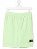 STONE ISLAND KIDS Fleece Shorts Green - MAISONDEFASHION.COM