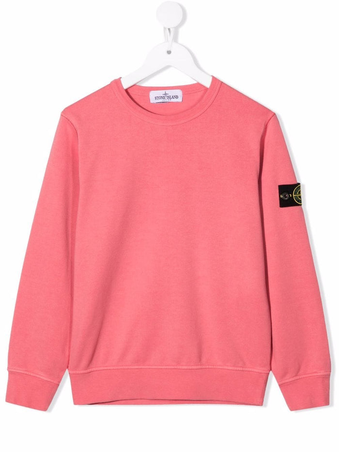 STONE ISLAND KIDS Logo Patch Sweatshirt Pink - MAISONDEFASHION.COM