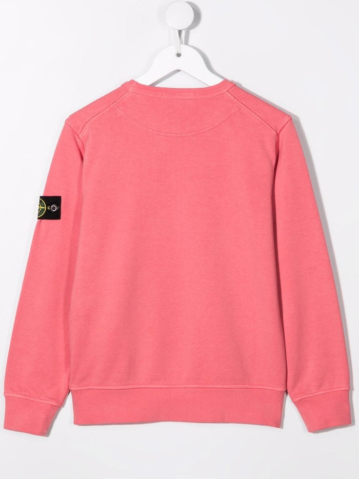 STONE ISLAND KIDS Logo Patch Sweatshirt Pink - MAISONDEFASHION.COM