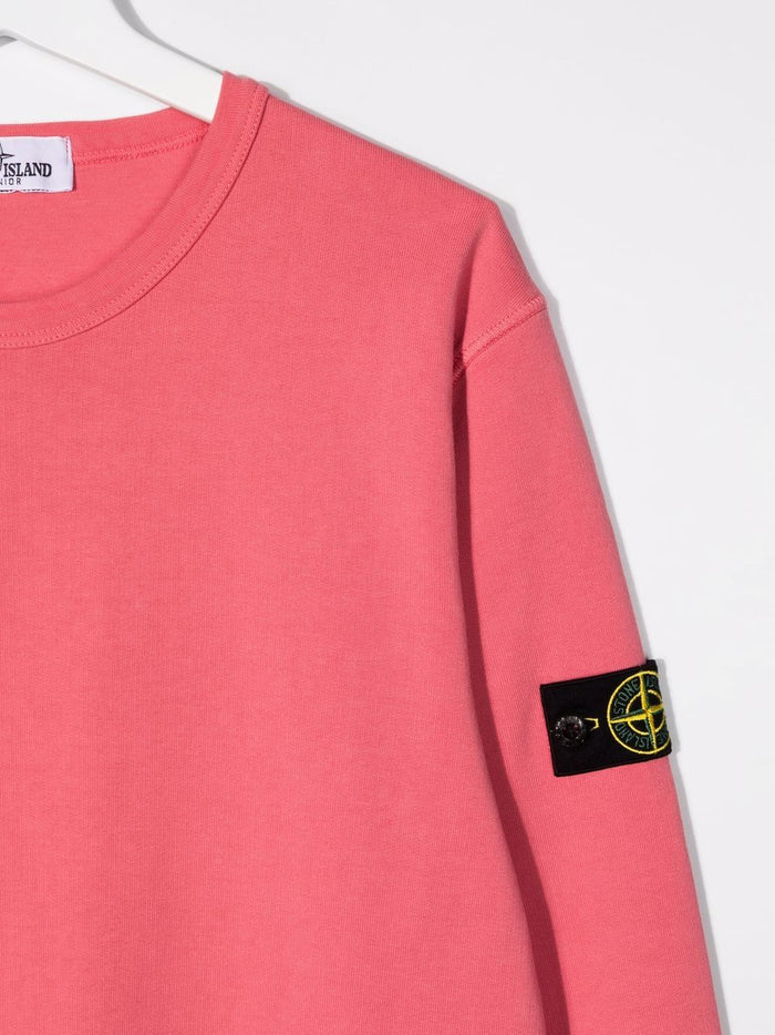STONE ISLAND KIDS Logo Patch Sweatshirt Pink - MAISONDEFASHION.COM