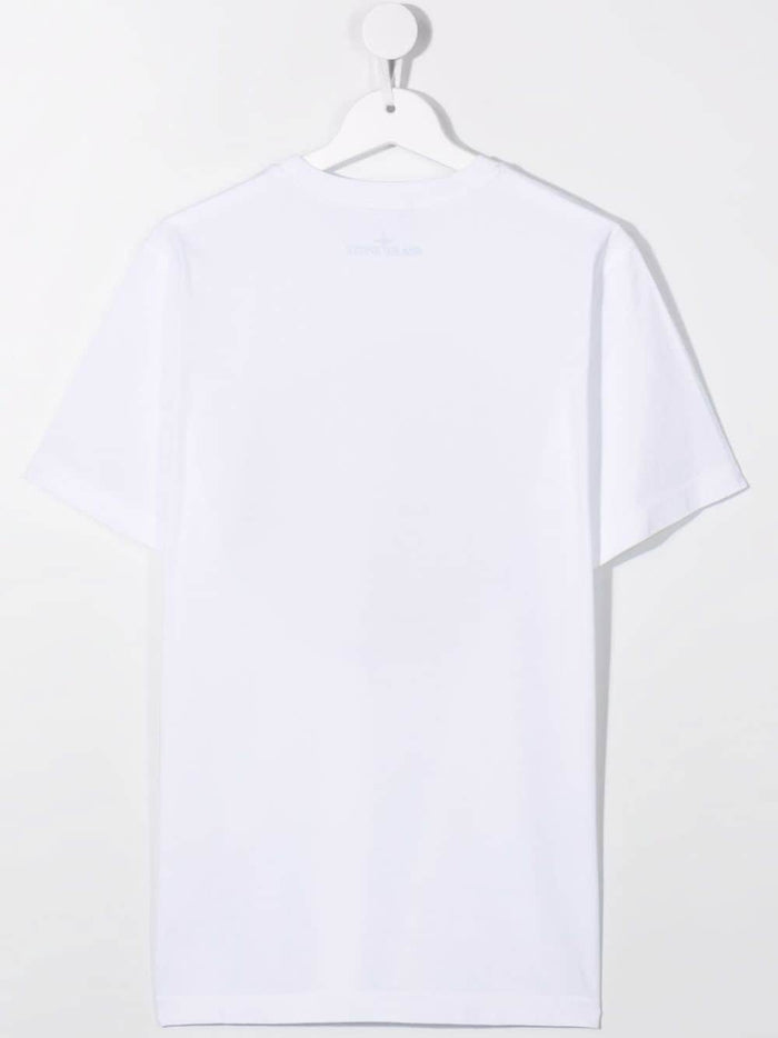 STONE ISLAND KIDS Logo Print T-shirt White - MAISONDEFASHION.COM