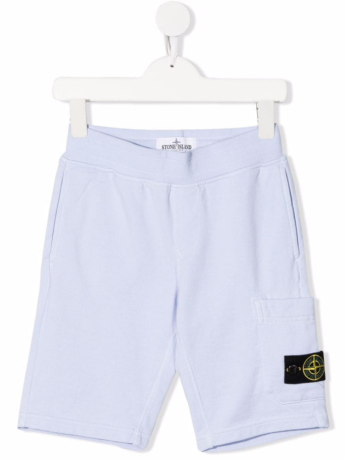 STONE ISLAND KIDS Side logo-patch shorts Blue - MAISONDEFASHION.COM