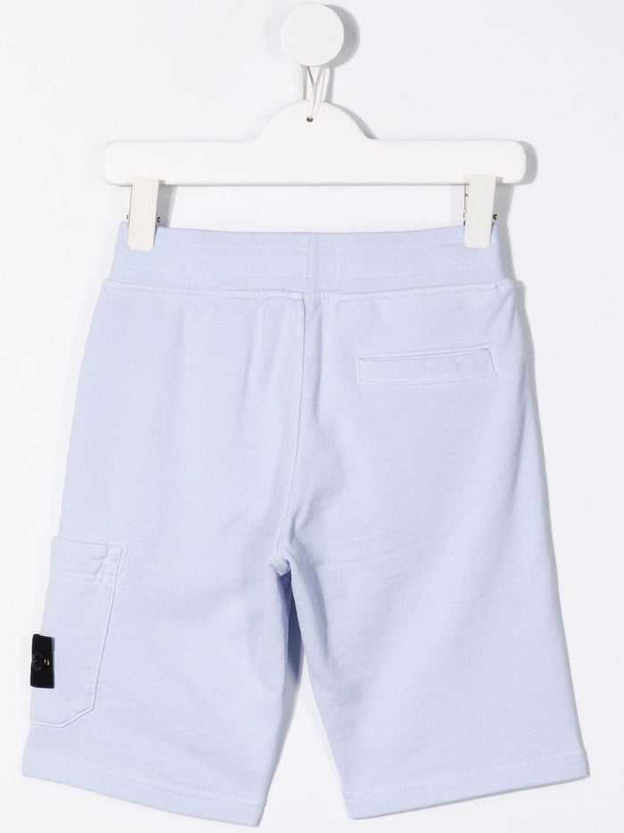 STONE ISLAND KIDS Side logo-patch shorts Blue - MAISONDEFASHION.COM
