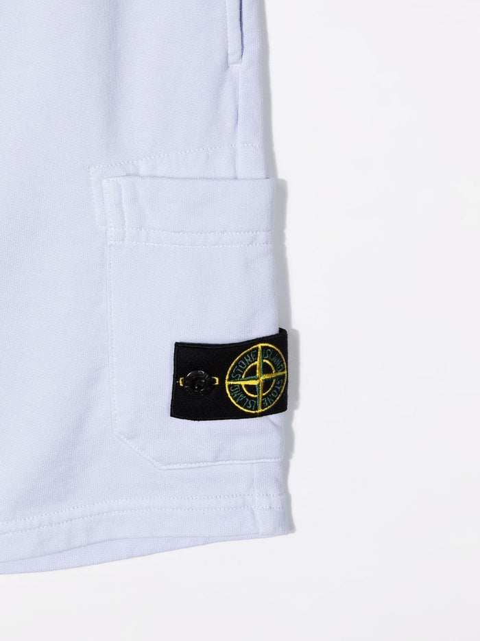 STONE ISLAND KIDS Side logo-patch shorts Blue - MAISONDEFASHION.COM