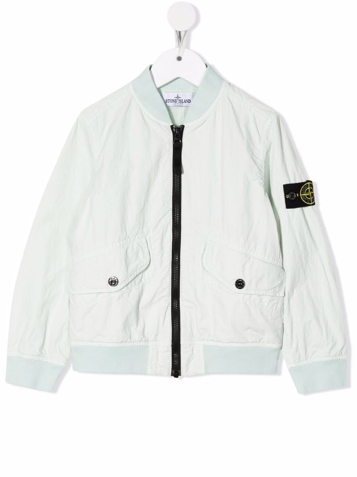 STONE ISLAND KIDS Zip Up Bomber Jacket Green - MAISONDEFASHION.COM