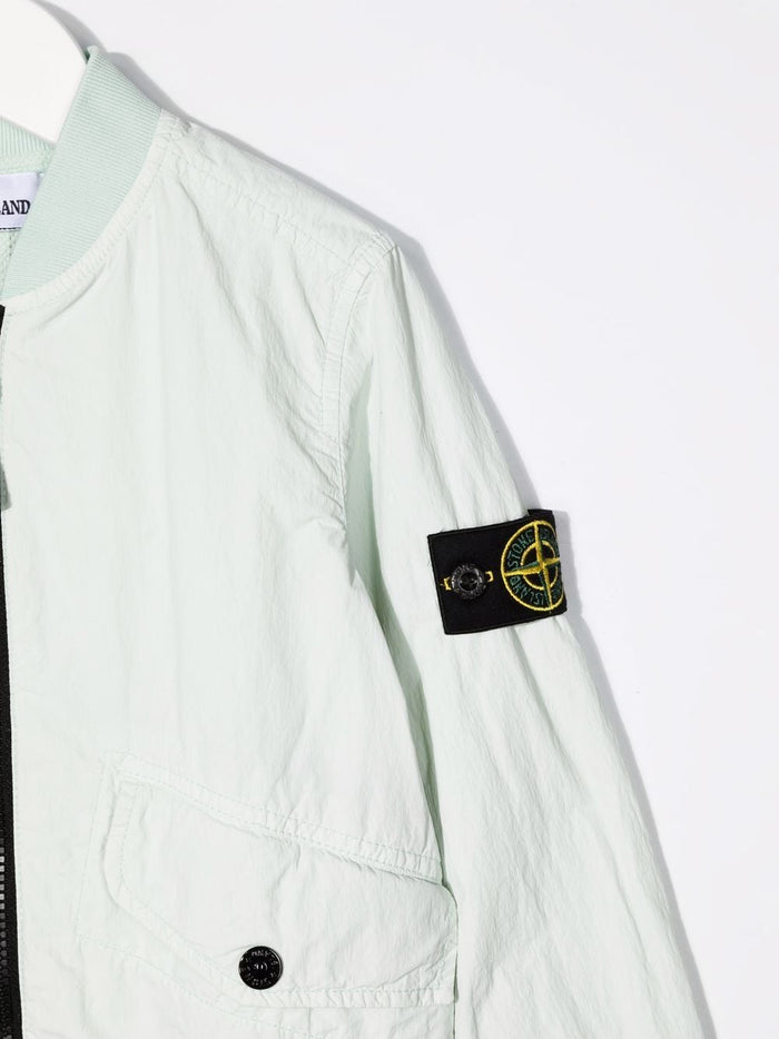 STONE ISLAND KIDS Zip Up Bomber Jacket Green - MAISONDEFASHION.COM