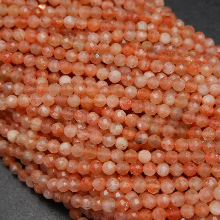 Sunstone · Microfaceted · Round · 2mm, 3mm, 4mm, Bead, Tejas Beads