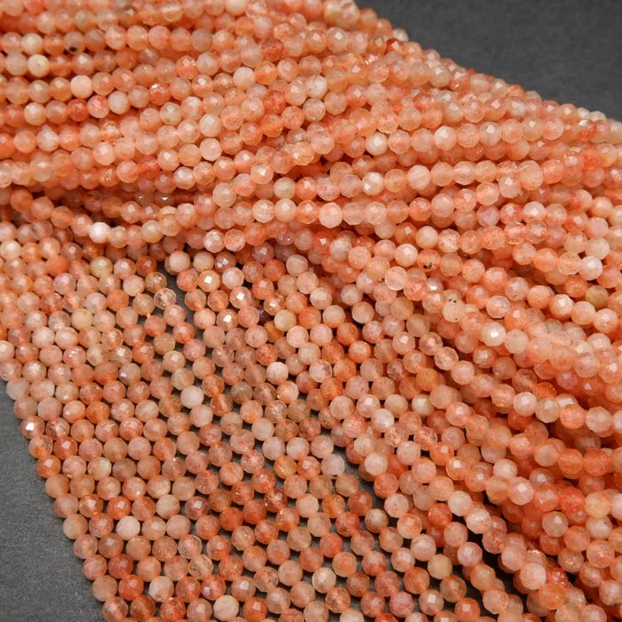 Sunstone · Microfaceted · Round · 2mm, 3mm, 4mm, Bead, Tejas Beads