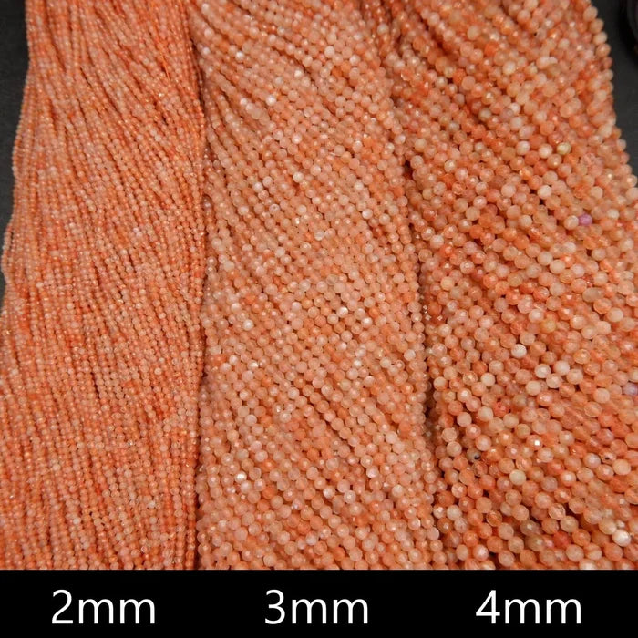 Faceted sunstone beads.