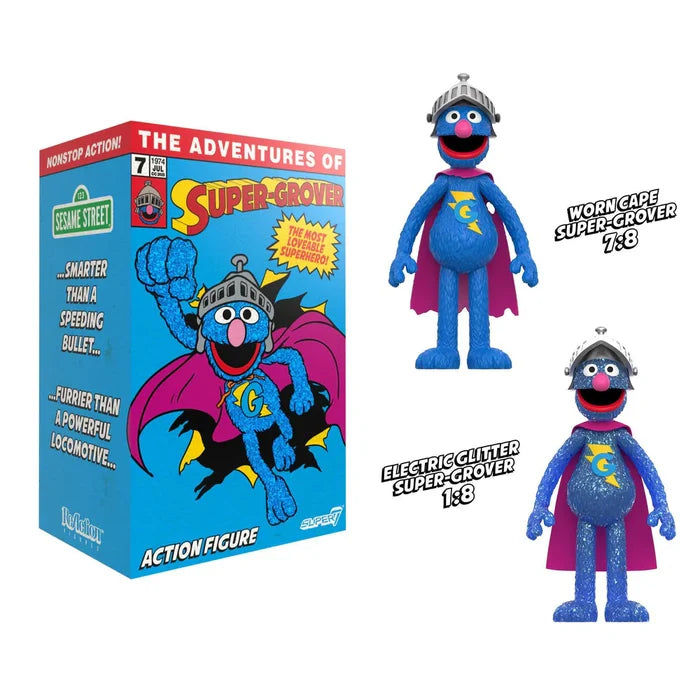 Super7 ReAction Figures - Sesame Street - Super Grover (SDCC 1:8 Chase) 3.75 Action Figure (80861) LOW STOCK