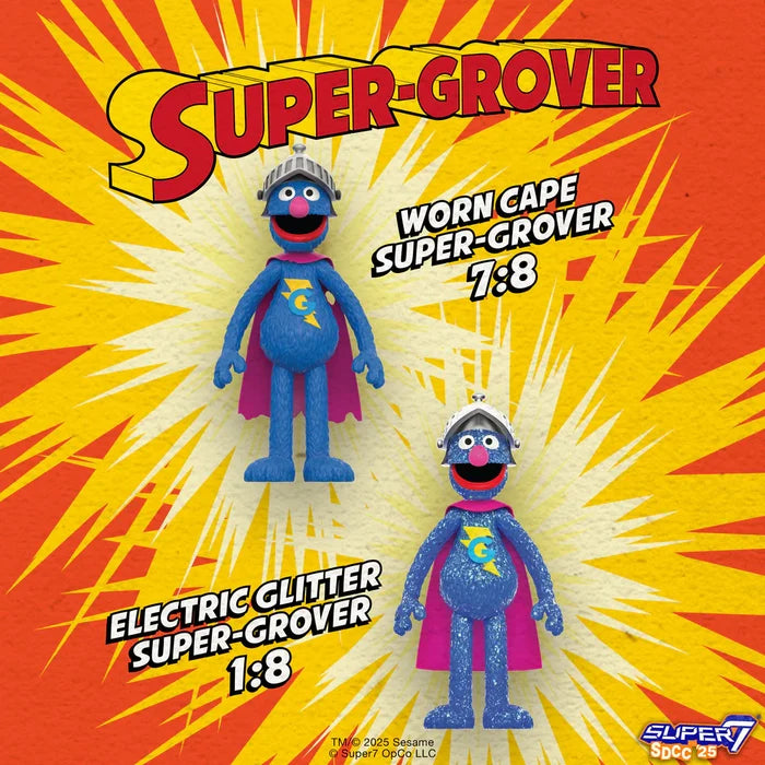 Super7 ReAction Figures - Sesame Street - Super Grover (SDCC 1:8 Chase) 3.75 Action Figure (80861) LOW STOCK