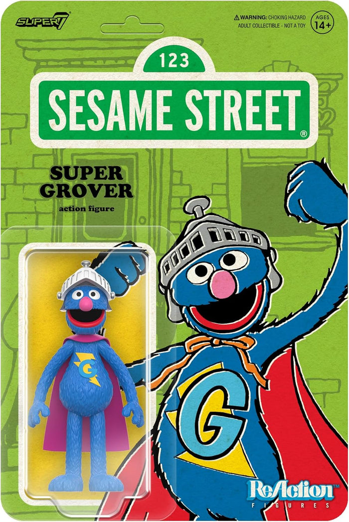 Super7 ReAction Figures - Sesame Street - Wave 3 - Super Grover Action Figure (87857) LOW STOCK