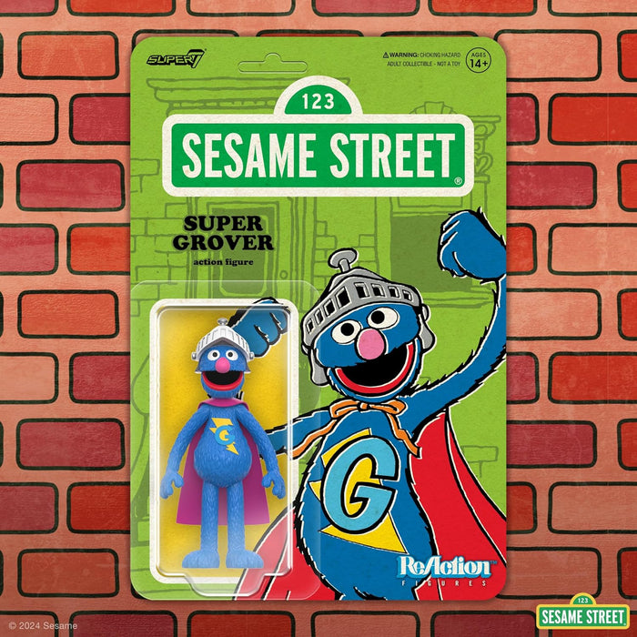Super7 ReAction Figures - Sesame Street - Wave 3 - Super Grover Action Figure (87857) LOW STOCK