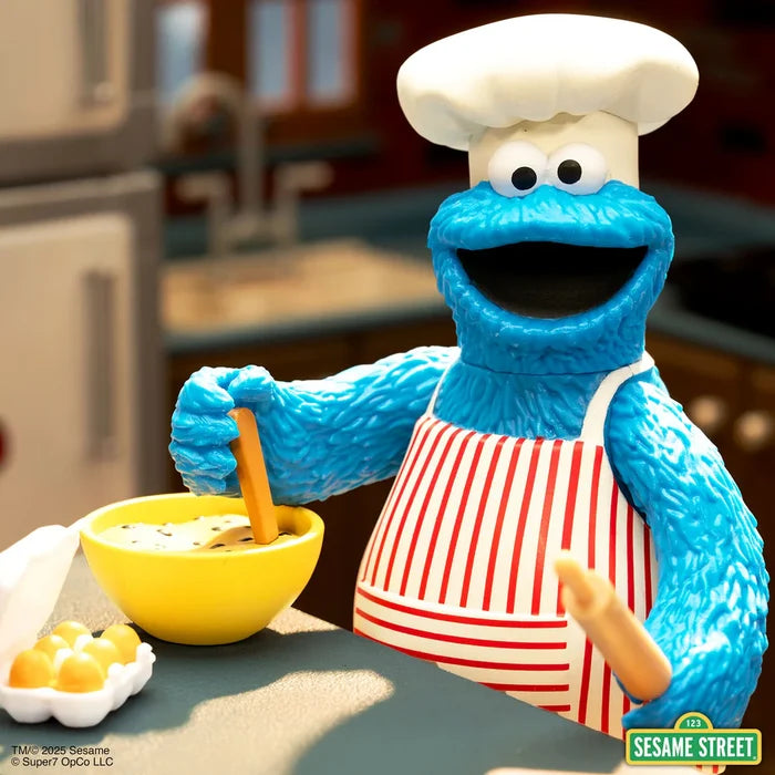 Super7 ReAction Figures - Sesame Street - Wave 4 - Chef Cookie Monster - 3.75 Action Figure (89951)