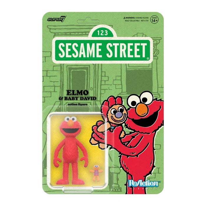 Super7 ReAction Figures - Sesame Street - Wave 4 - Elmo 3.75 Action Figure & Baby David Figure 89954
