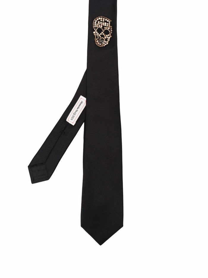 ALEXANDER MCQUEEN Tie Skull Crystal Black - MAISONDEFASHION.COM