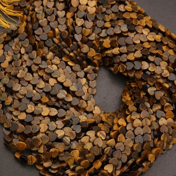 Tiger Eye · Smooth · Heart · 6mm