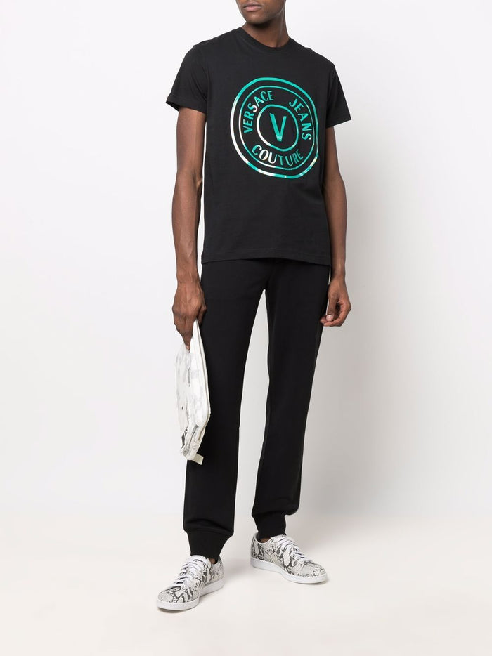 VERSACE V-Emblem T-Shirt Black - MAISONDEFASHION.COM