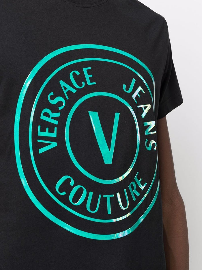 VERSACE V-Emblem T-Shirt Black - MAISONDEFASHION.COM