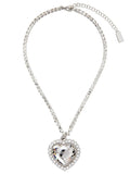 VETEMENTS Crystal Heart Necklace Silver - MAISONDEFASHION.COM