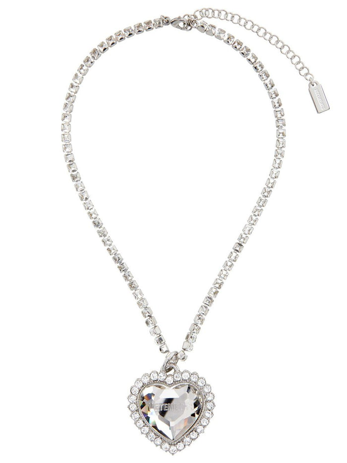 VETEMENTS Crystal Heart Necklace Silver - MAISONDEFASHION.COM