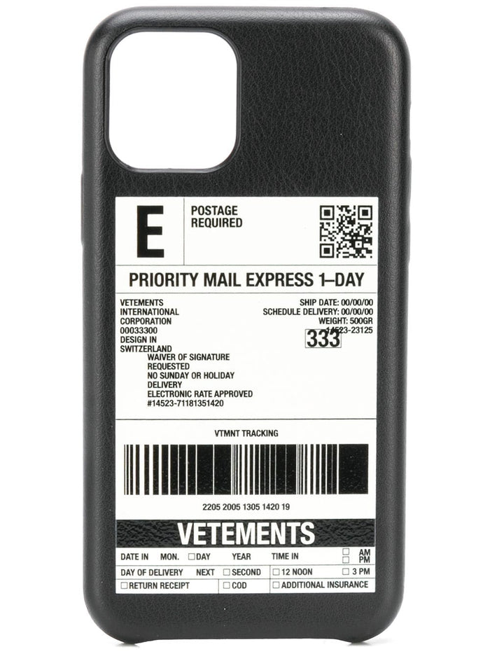 VETEMENTS Delivery Sticker iPhone Pro Case Black - MAISONDEFASHION.COM