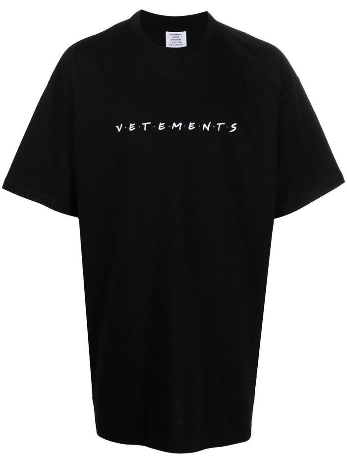 VETEMENTS Friendly Logo-Embroidered T-shirt Black - Maison De Fashion
