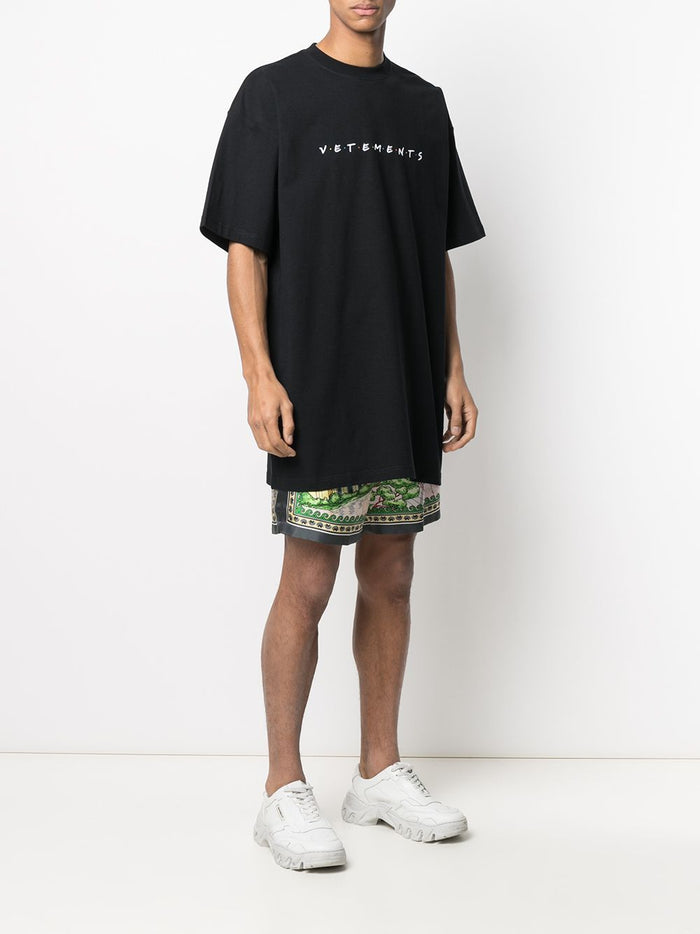 VETEMENTS Friendly Logo-Embroidered T-shirt Black - Maison De Fashion