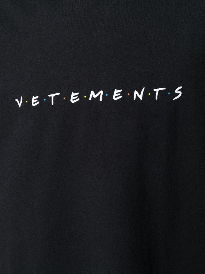 VETEMENTS Friendly Logo-Embroidered T-shirt Black - Maison De Fashion