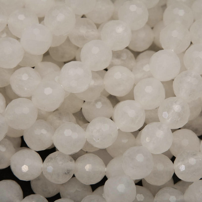Faceted white jade beads.