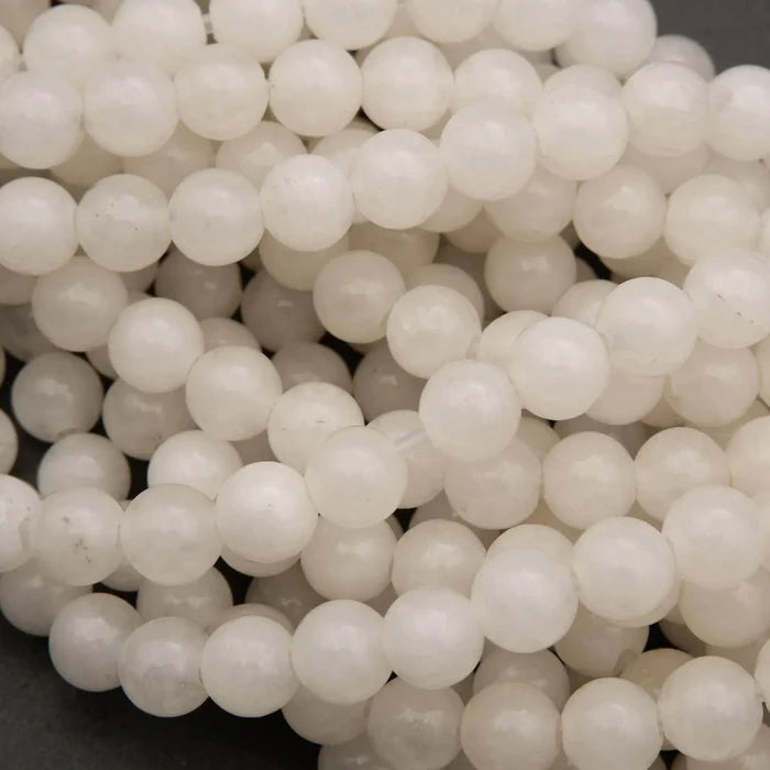White Jade · Smooth · Round · 6mm, 8mm, 10mm · Large Hole · 1/2 Strand, Tejas Beads, Beads