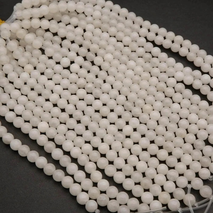 White Jade · Smooth · Round · 6mm, 8mm, 10mm · Large Hole · 1/2 Strand, Tejas Beads, Beads
