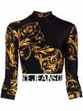VERSACE WOMEN Baroque Print Cropped Top Black - MAISONDEFASHION.COM