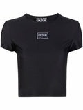 VERSACE WOMEN Logo Patch Crop Top Black - MAISONDEFASHION.COM