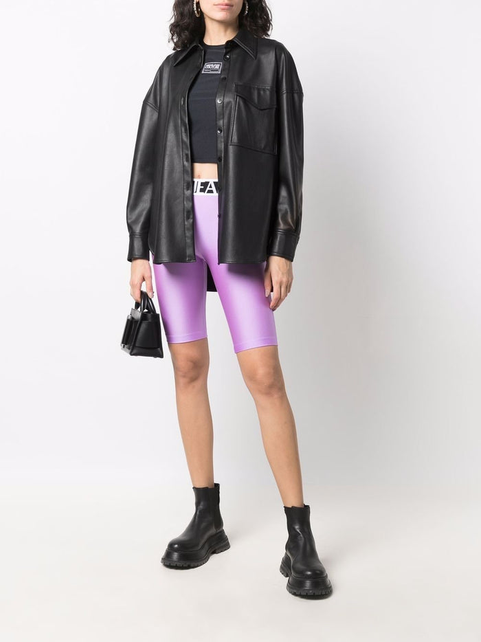 VERSACE WOMEN Logo Patch Crop Top Black - MAISONDEFASHION.COM